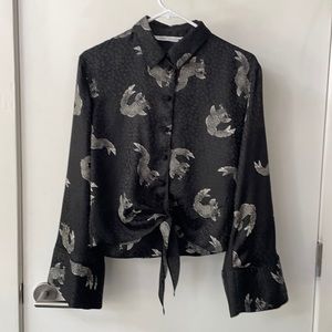 Zara Koi Fish Button Down with Tie